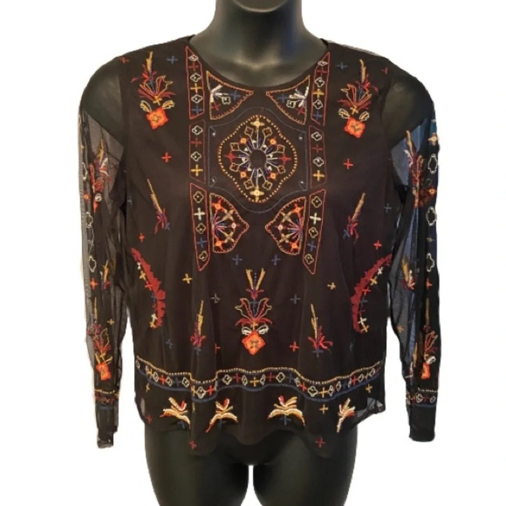 Black‎ tape  embroidered top